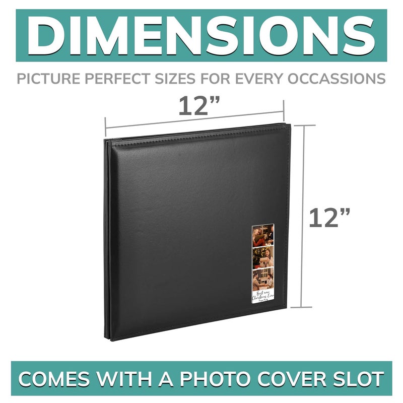 pbf PHOTO BOOTH FRAMES pbf 12x12 Photo Album, Guest Book with Photo Insert, Black Scrapbook with Plastic Sleeves & White Pages, Memory Book, Wedding Scrapbook - Image 2